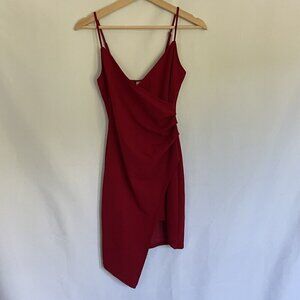Sunset & Spring red bodycon asymetrical minidress formal party dress size small